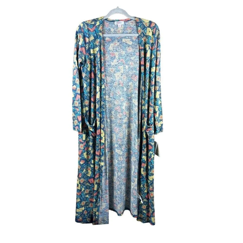 LulaRoe Sarah Women's Super Long Blue Textile Cardigan - Picture 1 of 7